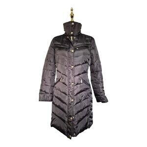 Michael Kors Women's Quilted Down Puffer Coat Small Dark Brown